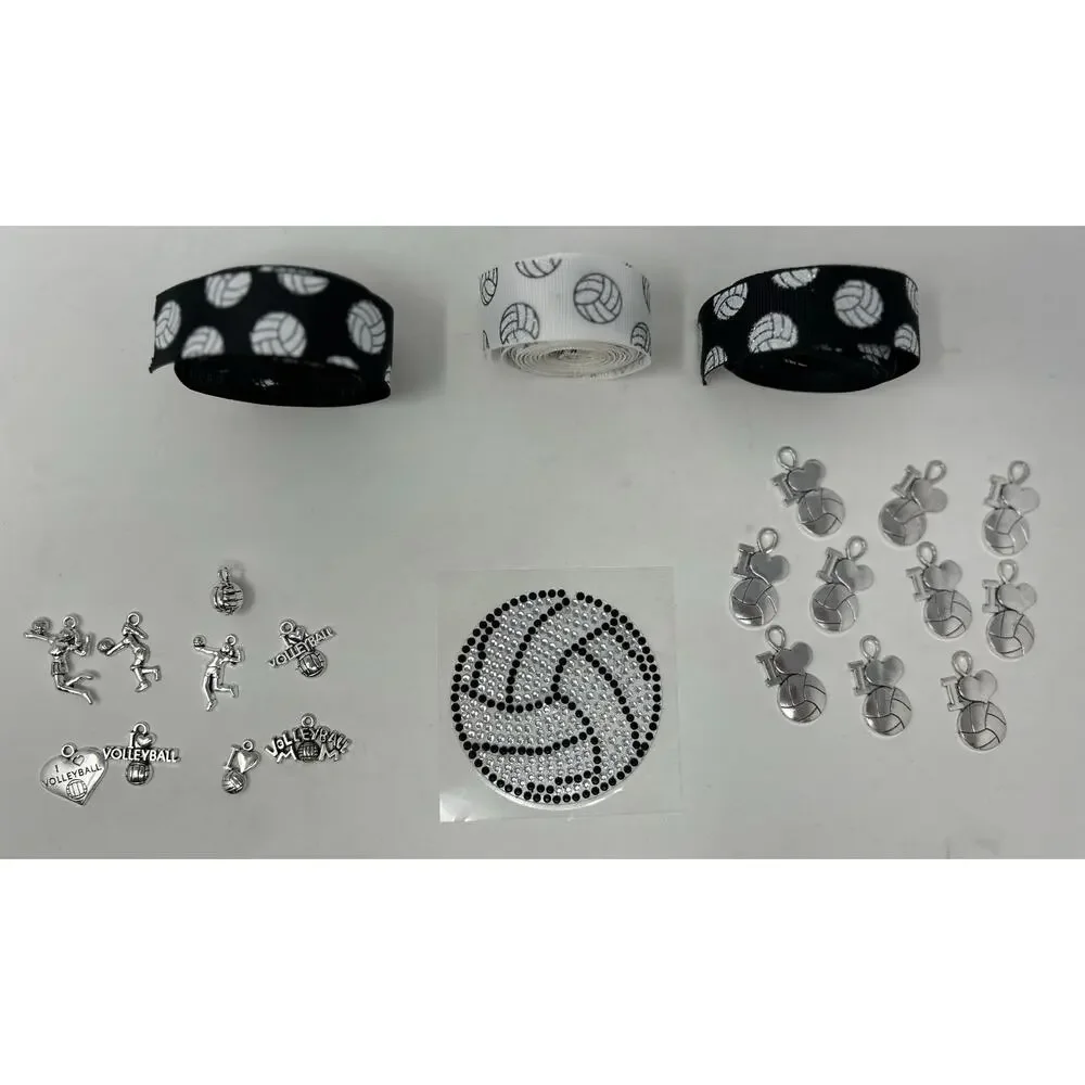 Volleyball Junior Youth Bracelet or‎ Necklace Charms Volleyball Sticker & Ribbon